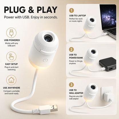 2-in-1 Galaxy Projector with Starry Sky Design and Night Light